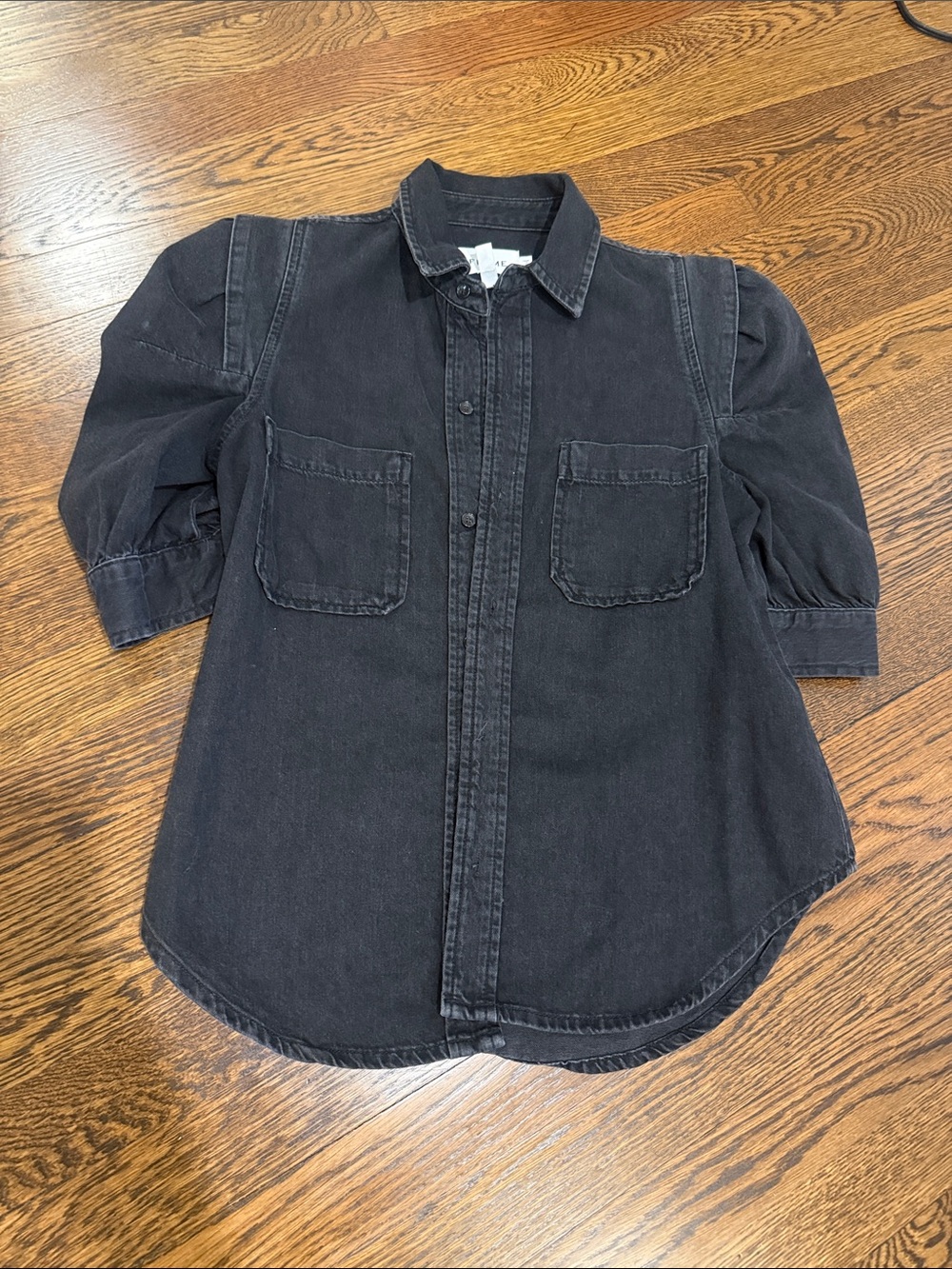 Frame Gillian Denim Gray Washed Button-Up Shirt